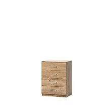 3xeliving La cassettiera Alicja classica e spaziosa con 4 cassetti rovere wotan è perfetta per l'ufficio, la camera da letto, il bagno di 60 cm
