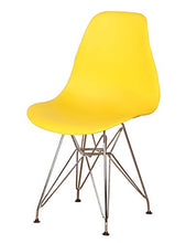 Sedia da pranzo in plastica modellata con base in metallo e gambe in acciaio per soggiorno, camera da letto, sala d'attesa, ufficio, caffè, reception, set da 4 (giallo)