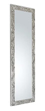 MO.WA Specchio moderno Parete 48x142, specchiera argento cromo per muro o appoggio, Made in Italy.