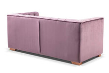 Natura Sofa - Divano fisso vintage Luna, 3 posti, velluto lilla, ispirazione Chesterfield, lunghezza 197 cm.