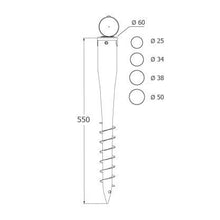 Picchetto con tassello per pavimento, manicotto da avvitare, supporto per ombrellone da 26 – 56 mm