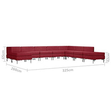 FAMIROSA Set di Divani 9 pz in Tessuto Rosso Vino