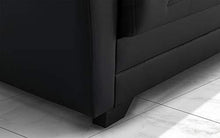 Divano 3 posti nero in similpelle - 220 x 88 x 83h cm, vano contenitore, trasformabile in letto una piazza e mezza - Arredi Casa