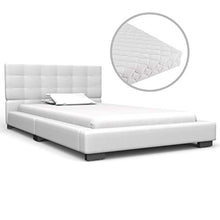 SKM Letto con Materasso Bianco in Similpelle 90x200 cm (29.94kg)