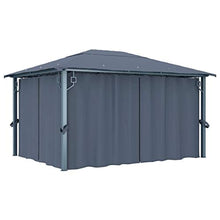 vidaXL Gazebo con tende, 400 × 300 cm, antracite, alluminio