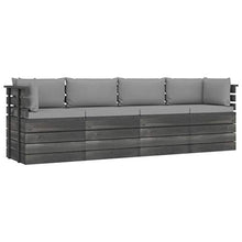 vidaXL Divano da Giardino 4 Posti su Pallet con Cuscini Massello Pino