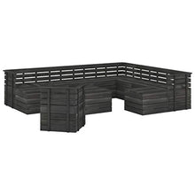 vidaXL Set Divani da Giardino su Pallet 12 pz Legno Pino Grigio Scuro