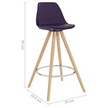 vidaXL Sgabelli da Bar 2 pz Viola in PP e Legno Massello di Faggio