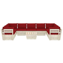 SKM Set Divani da Giardino su Pallet 10 pz con Cuscini Legno Abete (197.9kg) Rosso-3633