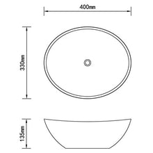 SENLUOWX - Lavabo da appoggio in ceramica moderna con ovale bianco, 40 x 33 cm, mobile da bagno