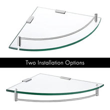 Umi. Bathroom Corner Glass Shelf Triangle Wall Shower Shelf Corner Shower Caddy Tempered Glass and SUS 304 Stainless Steel Wall Mount, BGS2101A-2