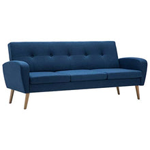 Tidyard Divano a 3 Posti Reclinabile in Tessuto,Poltrona Relax Poltrona Moderna,Design Confortevole,Blu