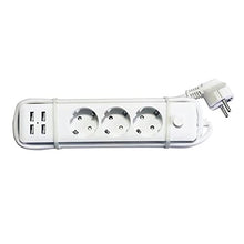 ASFD Pratica multipresa 4Usb + 3 Spine con Foro Tondo Standard Europeo, Bianca