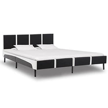 vidaXL Giroletto Elegante Classico Robusto in Similpelle Telaio Struttura Letto in Metallo e Compensato Gambe in Acciaio Nero e Bianco 180x200 cm