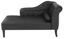 Mendler Divano angolare recamiere Classico Stile Vittoriano Chesterfield Ecopelle 76x156x89cm Nero