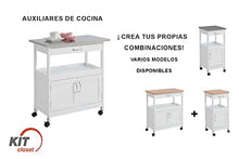 Kit Closet carrello da cucina con 2 porte e Un cassetto, Bianco/Metallo, Unico