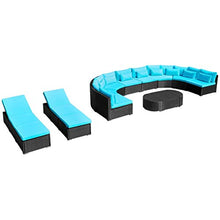 vidaXL Divano da Giardino in Polirattan Blu Divani Tavolo Sdraio con Cuscini