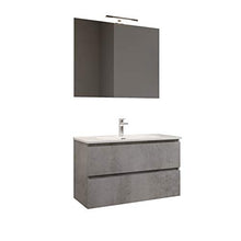 MaMa Store Atena Mobile sospeso con lavabo, Specchio e Lampada LED, Laminato Grigio Cemento L. 101 X P. 47 X H. 53 cm