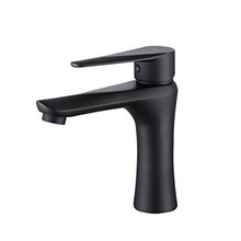 KINSE Rubinetto per lavabo in ottone nero | moderno monocomando ad alta pressione per lavabo da bagno | Nero