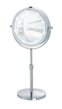 WENKO LED Specchio da appoggio Lumi - ingranditore 5x, superficie specchiante ø 17.5 cm 500 % ingrandimento, Acciaio, 21 x 38-49 x 13.5 cm, Cromo