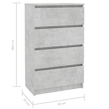 vidaXL Credenza Minimalista Elegante Moderna con 4 Cassetti Pratica Resistente Madia Armadietto Cassettiera Grigio Cemento 60x35x98,5 cm Multistrato