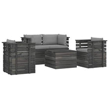 FAMIROSA Set Divani da Giardino su Pallet 5 pz con Cuscini Massello Pino-1816