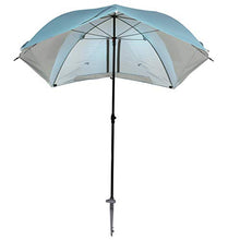 HOMECALL Ombrellone da spiaggia con finestre, design paravento, poliestere resistente ai raggi UV, blu