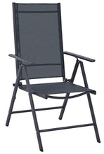 Set Tavolo e 4 Sedie Pieghevoli da Giardino in Metallo e Textilene Nero