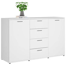 Credenza moderna con cassetti e ripiani 120 x 35,5 x 75 cm, mobile ausiliare con cassetti comò, bianco