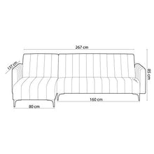 Divano chaise longue Milano 267cm, trasformabile in letto, reversibile, a righe marrone.