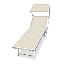 PRATIKO LIFE Lettino Mare Lido Professionale in Alluminio TEXTILENE Sdraio Piscina, Ecru Melange