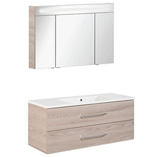 Fackelmann – Set di mobili da bagno B. Clever 2 pezzi 120 cm esche con mobiletto da bagno con lavabo in marmo e armadietto a specchio LED