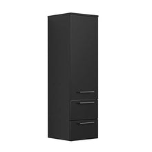 Set di mobili da bagno PersepolisXL nero satinato con 2 colonne e specchio a LED