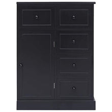 SKM Credenza con 10 Cassetti Nera 113x30x79 cm in Legno