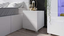 DOMTECH - Comodino per camera da letto, comodino bianco lucido, tavolino in legno con cassetti, armadio per camera da letto, armadio per lampade, credenza, bianco