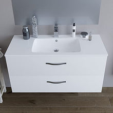 Mobile bagno SOSPESO 100 cm con lavabo in ceramica e specchio con cassetti BIANCO LINDA 8210