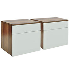 FAMIROSA Comodini Set 2 pz con 1 Cassetto Marrone/Bianco