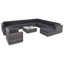 SKM Set Divani da Giardino 12 pz con Cuscini in Polyrattan Grigio (97.45kg)