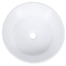 Lavabo da appoggio rotondo in ceramica per bagno, 40,5 cm, bianco