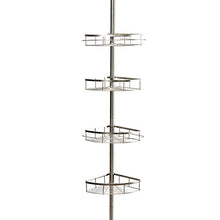uuhome angolare telescopico per la doccia acciaio inox/rack da bagno ad angolo Scaffale doccia regolabile con bastone Cestino – con 4 ripiani, Metallo, Argento lucido …