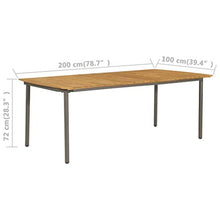 E E-NICES Tavolo da Giardino 200x100x72cm in Massello di Acacia e Acciaio