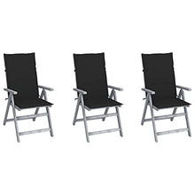 vidaXL Sedie da Giardino Reclinabili 3 pz con Cuscini Massello Acacia