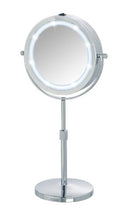 WENKO LED Specchio da appoggio Lumi - ingranditore 5x, superficie specchiante ø 17.5 cm 500 % ingrandimento, Acciaio, 21 x 38-49 x 13.5 cm, Cromo