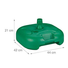 Relaxdays Base per Ombrellone, da Riempire con Acqua o Sabbia, Asta D: 25-32mm, Piedistallo in Plastica, 44x42 cm, Verde