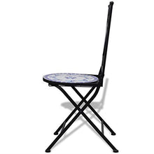 UnfadeMemory Sedie da Bistrot Pieghevoli 2 pz in Ceramica Blu e Bianco