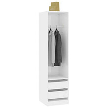 Tidyard Armadio Guardaroba da Ingresso Soggiorno, Armadio Camera da Letto, con 2 Cassetti e 1 Ampio Scomparto con Barra Appendiabiti, Bianco Lucido 50x50x200 cm