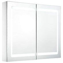Tidyard Armadietto Bagno da Parete con Specchio e LED, con 3 Ripiani e 2 Ante, 80x12,2x68 cm Bianco e Argento
