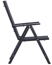 Set Tavolo e 4 Sedie Pieghevoli da Giardino in Metallo e Textilene Nero