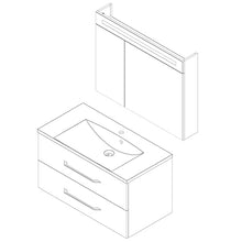 FACKELMANN B.Clever - Set di mobili da bagno, 2 pezzi, 90 cm, con lavabo in marmo e armadietto a specchio a LED
