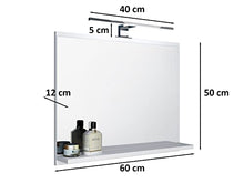 DOMTECH - Specchio a parete da bagno con mensola con illuminazione Led bianco